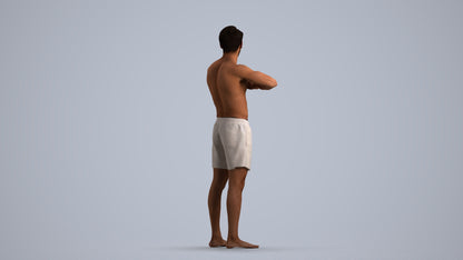 scanned 3D man pool, photogrammetry people for Enscape and V-Ray, front view render