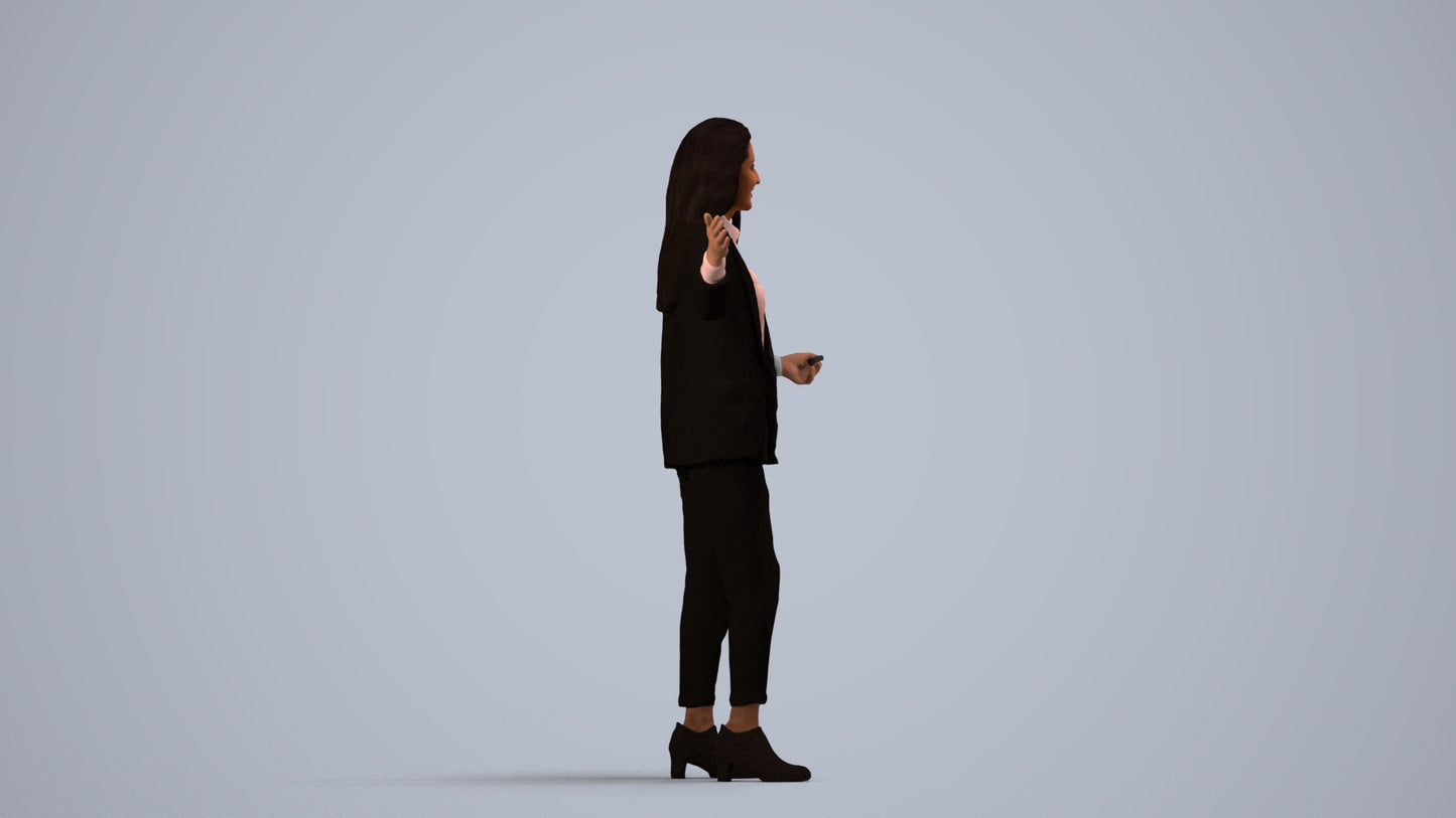 realistic 3D woman business, scanned archviz people for Blender and 3ds Max, side view render