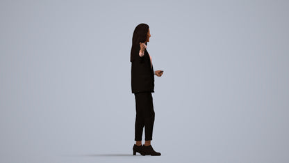 realistic 3D woman business, scanned archviz people for Blender and 3ds Max, side view render