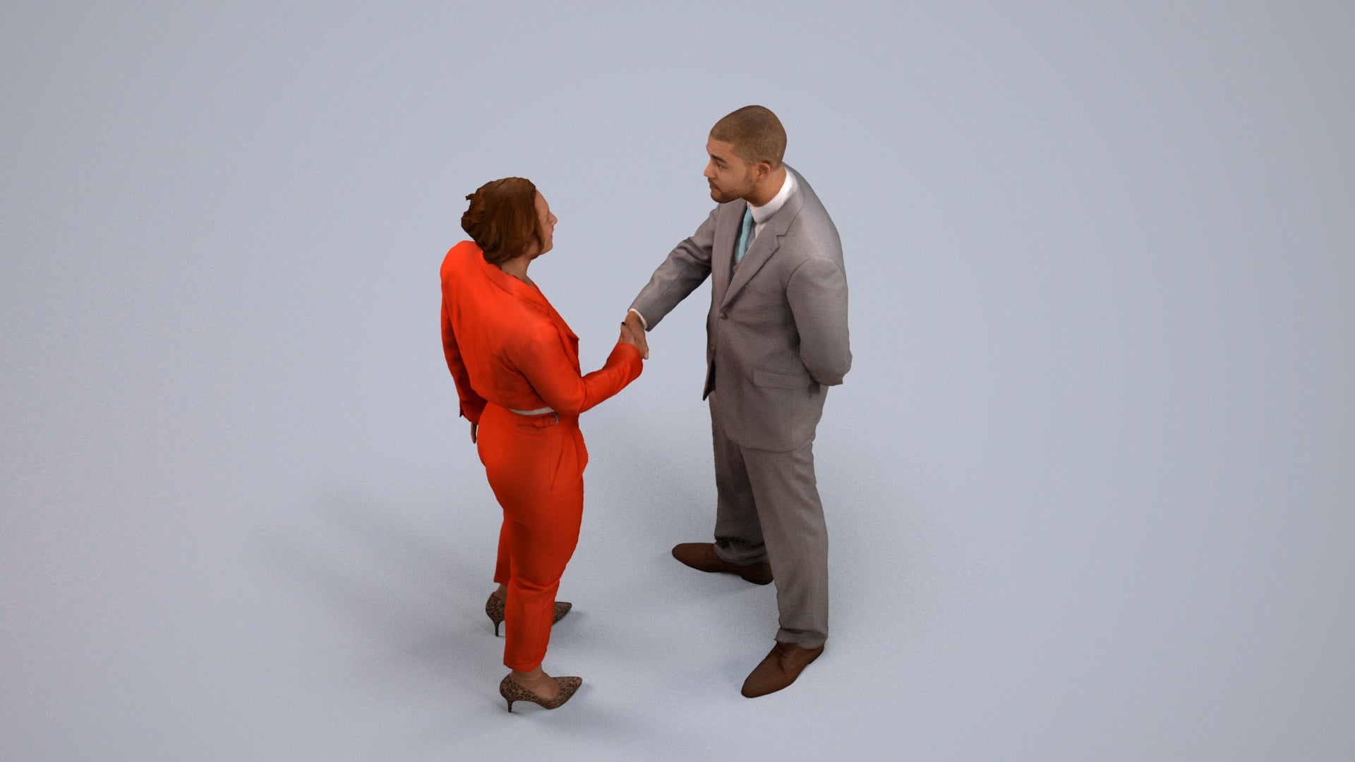 3D scanned woman business, photorealistic archviz people for Enscape and SketchUp, back view render