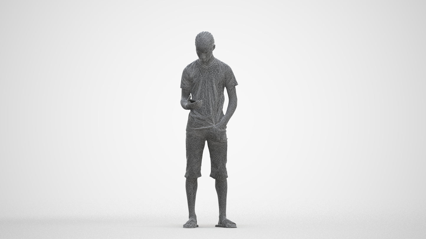 scanned 3D boy casual kids, photogrammetry people for Enscape and V-Ray, three-quarter front view render
