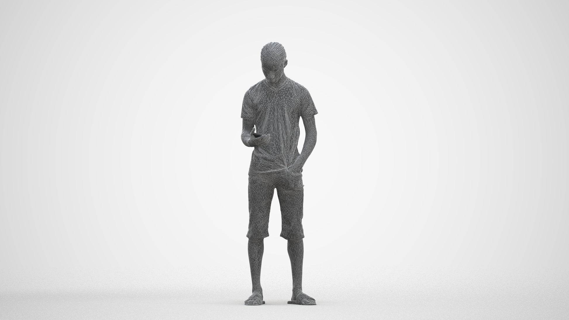 scanned 3D boy casual kids, photogrammetry people for Enscape and V-Ray, three-quarter front view render