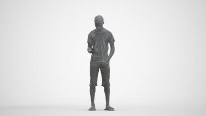 scanned 3D boy casual kids, photogrammetry people for Enscape and V-Ray, three-quarter front view render