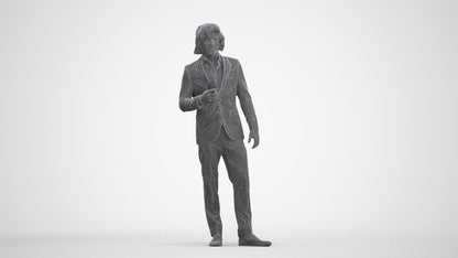 3D people model man business, scanned human for 3ds Max rendering, three-quarter front view render