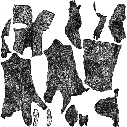 3D scanned senior man business, photorealistic archviz people for Enscape and SketchUp, wireframe top-down view