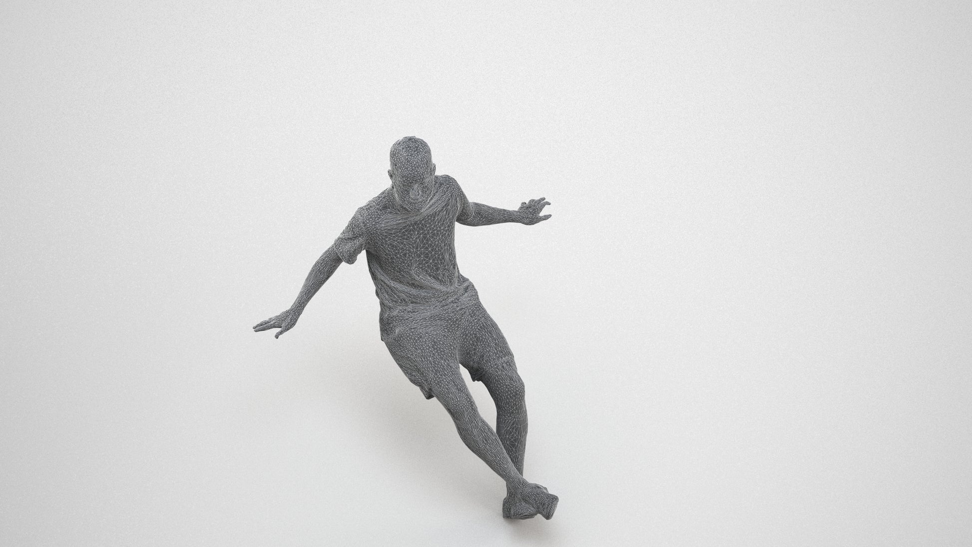 scanned 3D man casual sitting, photogrammetry people for Enscape and V-Ray, wireframe three-quarter view
