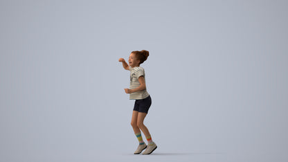 photogrammetry 3D girl casual kids, realistic human model archviz FBX, three-quarter view render