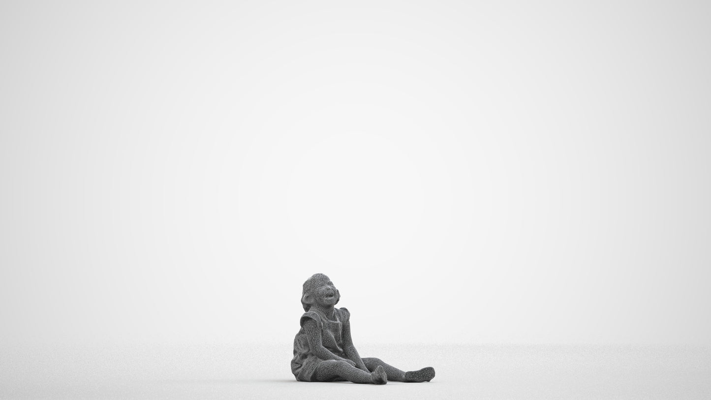 photogrammetry 3D girl casual kids, realistic human model archviz FBX, wireframe side view