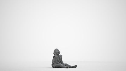 photogrammetry 3D girl casual kids, realistic human model archviz FBX, wireframe side view