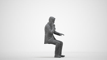 3D people model man business, scanned human for 3ds Max rendering, wireframe side view