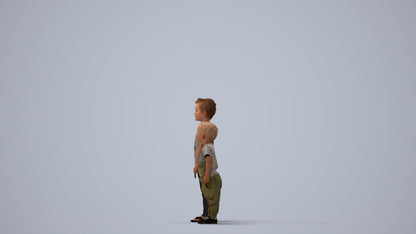 3D people model boy casual kids, scanned human for 3ds Max rendering, three-quarter view render