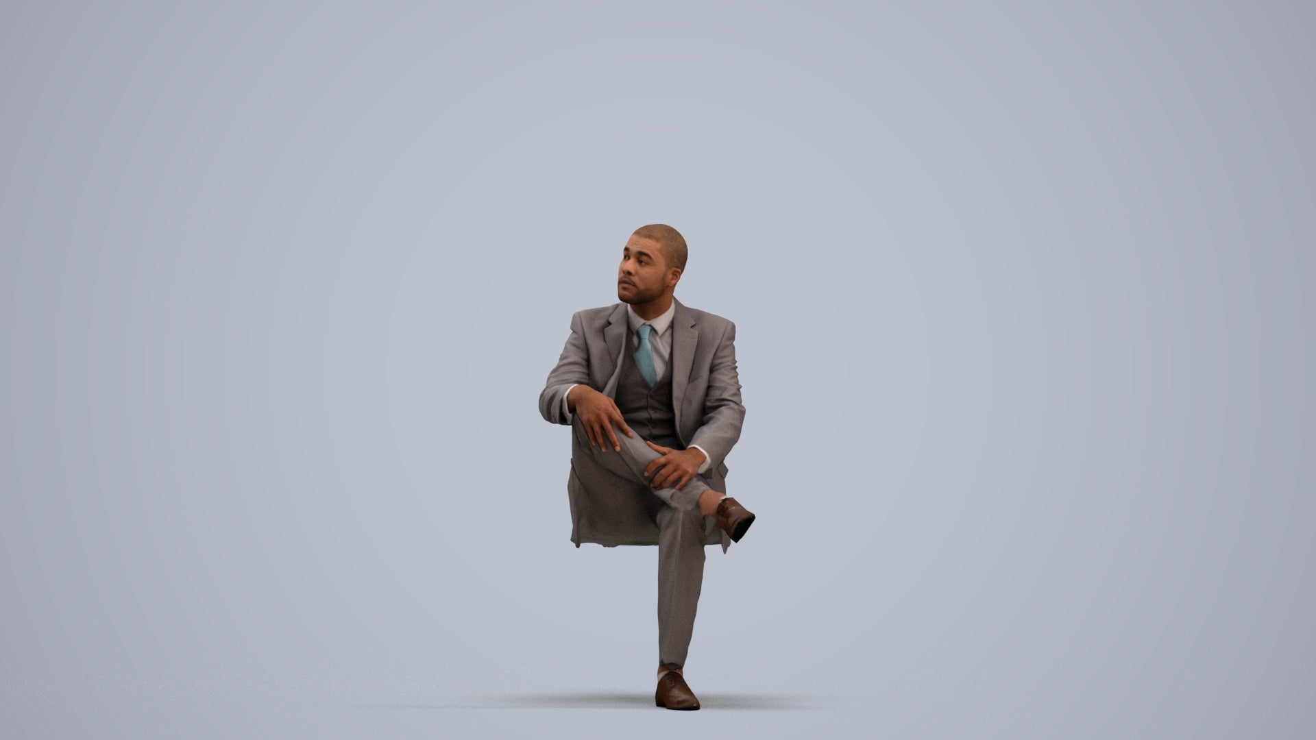 3D people model man business, scanned human for 3ds Max rendering, standing pose render