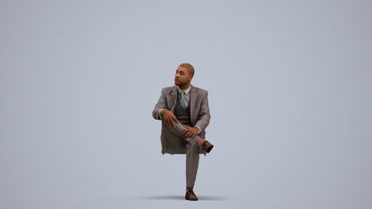 3D people model man business, scanned human for 3ds Max rendering, standing pose render