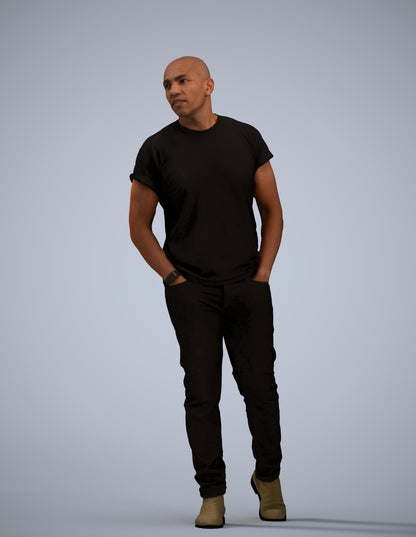 3D scanned man walking casual, photorealistic archviz people for Enscape and SketchUp