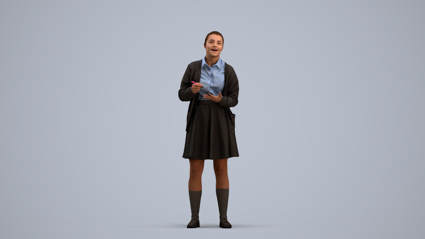 realistic 3D human girl kids, archviz people FBX OBJ for Blender, standing pose render