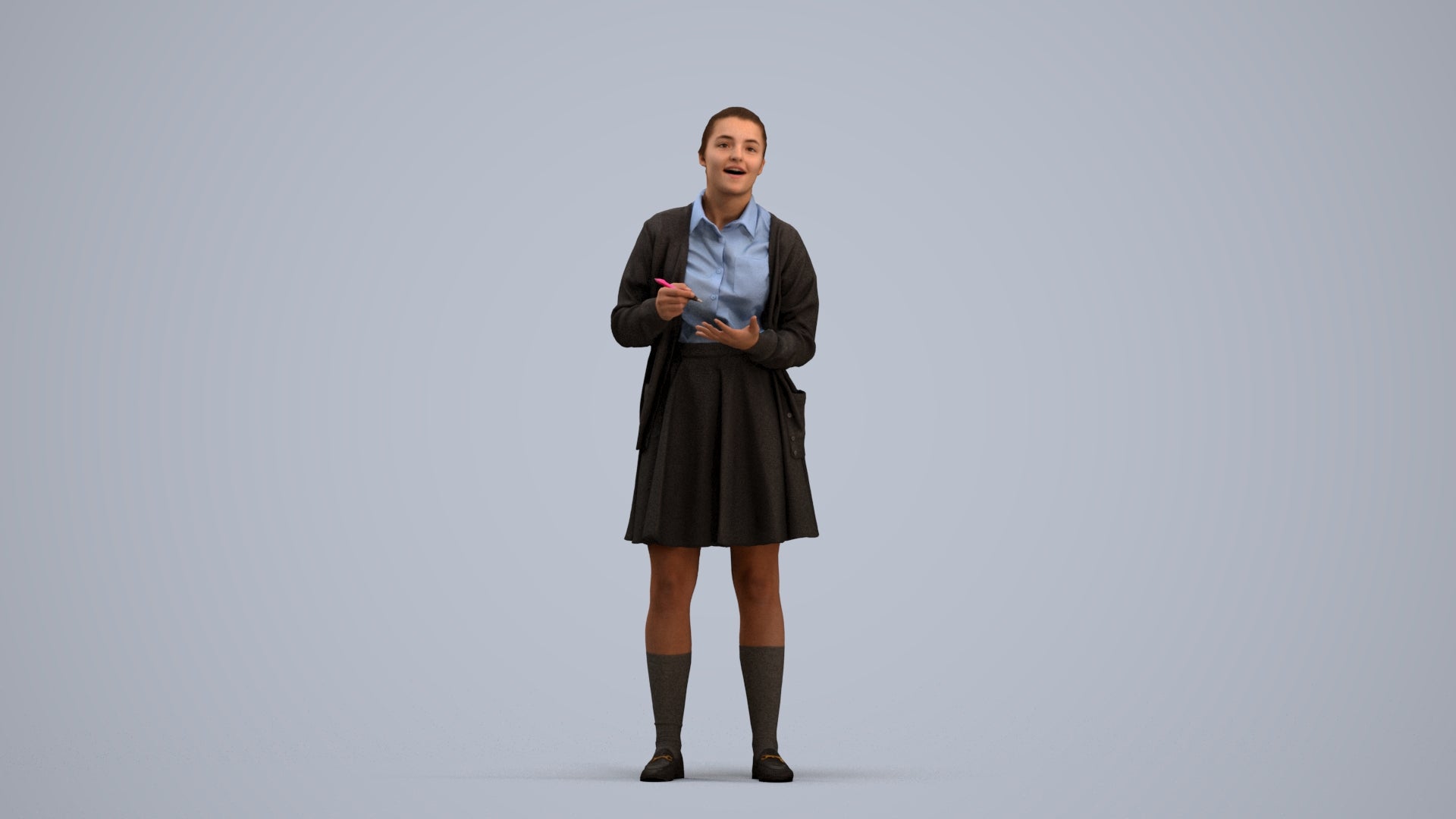 realistic 3D human girl kids, archviz people FBX OBJ for Blender, standing pose render