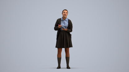 realistic 3D human girl kids, archviz people FBX OBJ for Blender, standing pose render