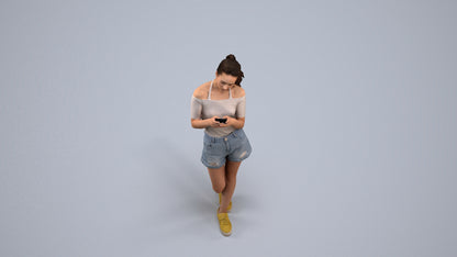 3D people model woman casual standing, scanned human for 3ds Max rendering, back view render