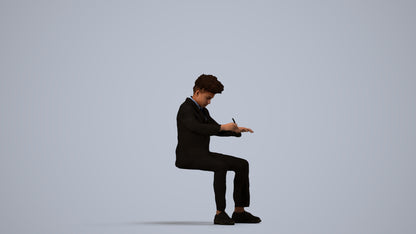 3D human model boy kids, photogrammetry scanned person for archviz, side view render