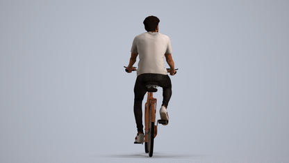 realistic 3D people man casual cycling, render-ready for V-Ray and Corona, FBX OBJ, front view render