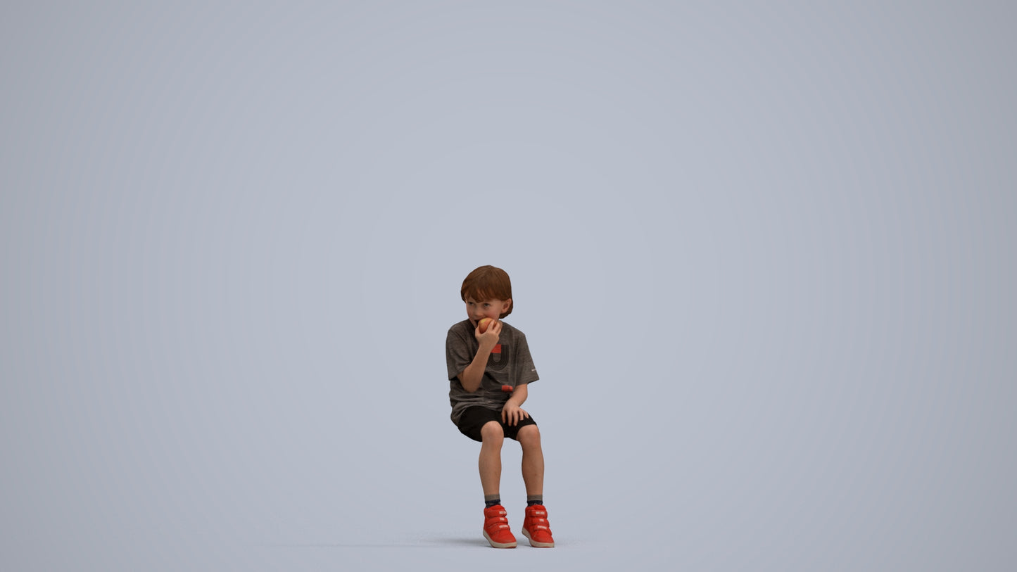 photogrammetry 3D boy casual kids, realistic human model archviz FBX, standing pose render