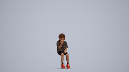 photogrammetry 3D boy casual kids, realistic human model archviz FBX, standing pose render
