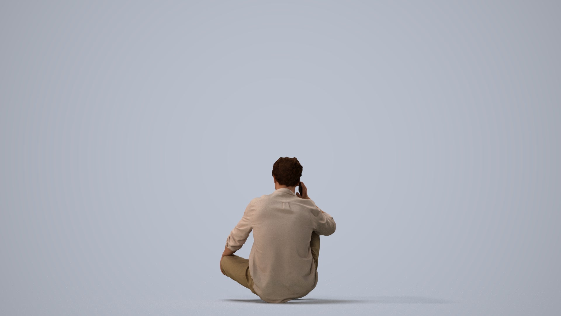 realistic 3D people man casual sitting, render-ready for V-Ray and Corona, FBX OBJ, three-quarter view render