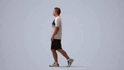 3D people model man sport, scanned human for 3ds Max rendering, three-quarter view render