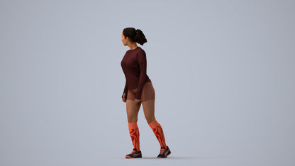 scanned 3D woman sport, photogrammetry people for Enscape and V-Ray, three-quarter view render