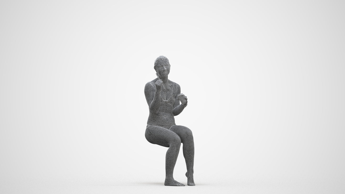 scanned 3D woman pool, photogrammetry people for Enscape and V-Ray, three-quarter front view render