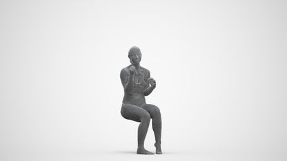 scanned 3D woman pool, photogrammetry people for Enscape and V-Ray, three-quarter front view render