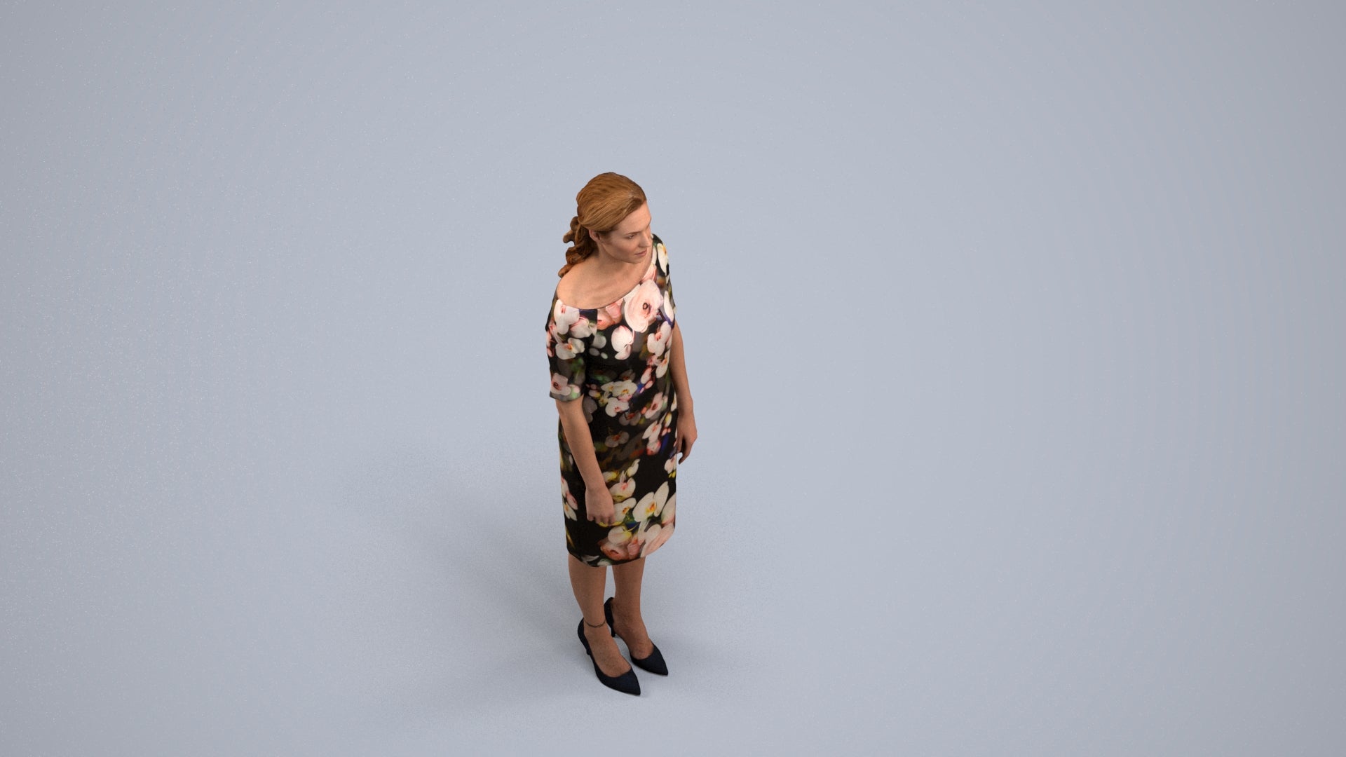 photogrammetry 3D woman casual standing, realistic human model archviz FBX, back view render
