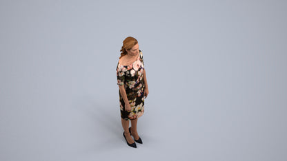 photogrammetry 3D woman casual standing, realistic human model archviz FBX, back view render