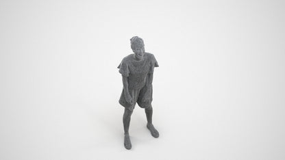 3D scanned woman standing casual, photorealistic archviz people for Enscape and SketchUp, wireframe three-quarter view