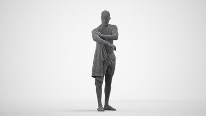 3D people model man pool, scanned human for 3ds Max rendering, wireframe side view