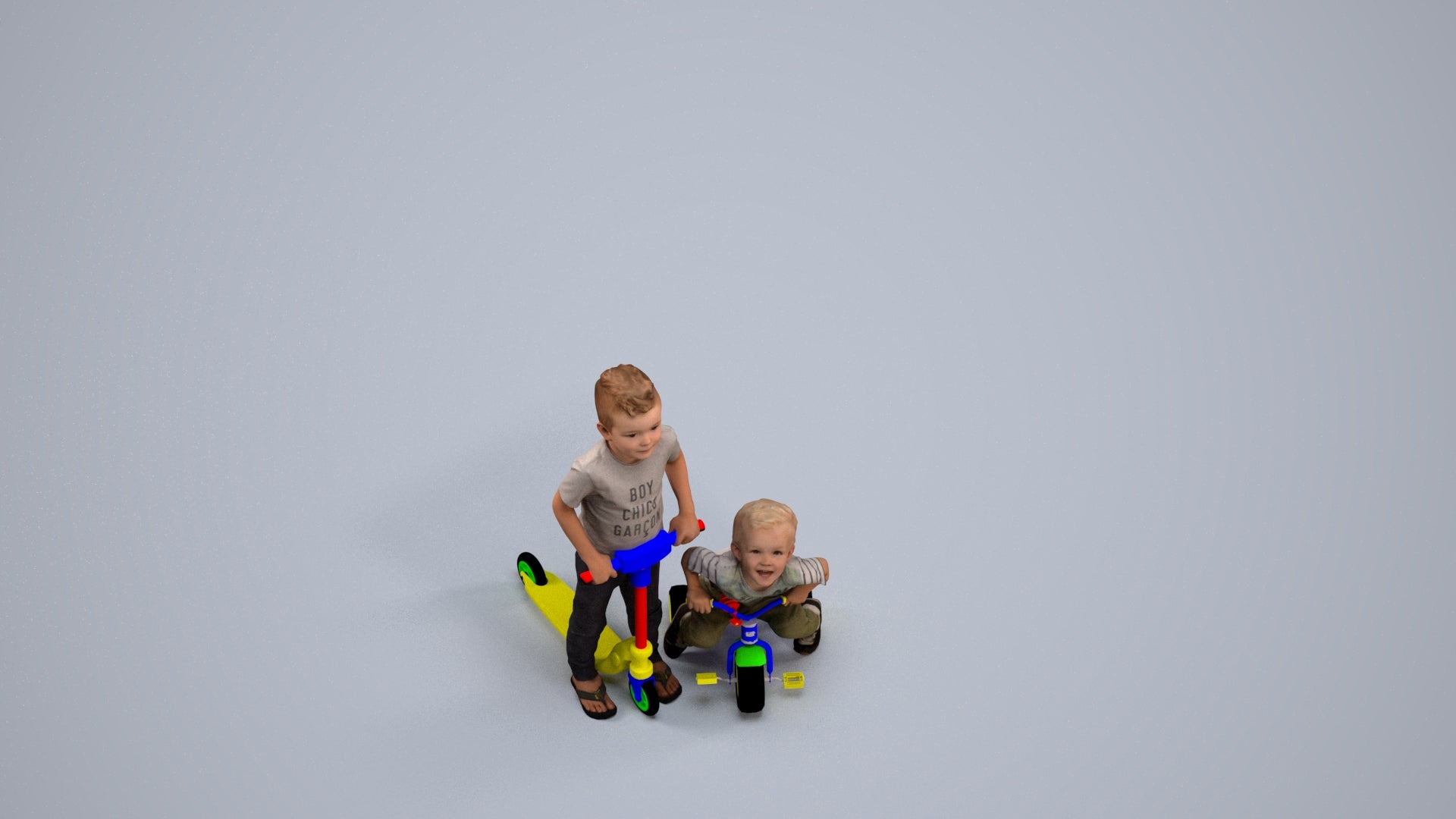 realistic 3D people boy casual kids, render-ready for V-Ray and Corona, FBX OBJ, back view render