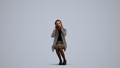 scanned 3D woman business sitting, photogrammetry people for Enscape and V-Ray, standing pose render