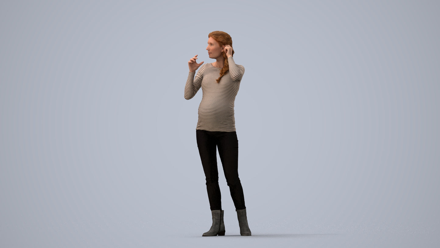 realistic 3D human woman casual walking, archviz people FBX OBJ for Blender, three-quarter view render