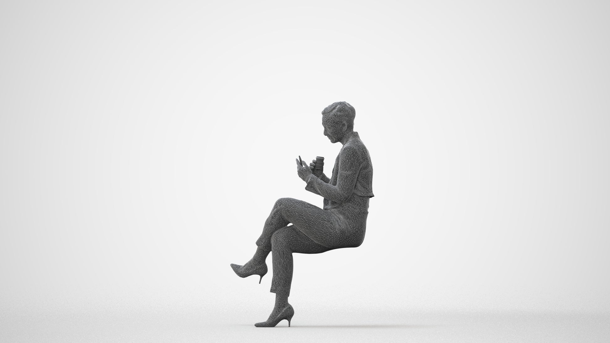 realistic 3D human woman business, archviz people FBX OBJ for Blender, square thumbnail