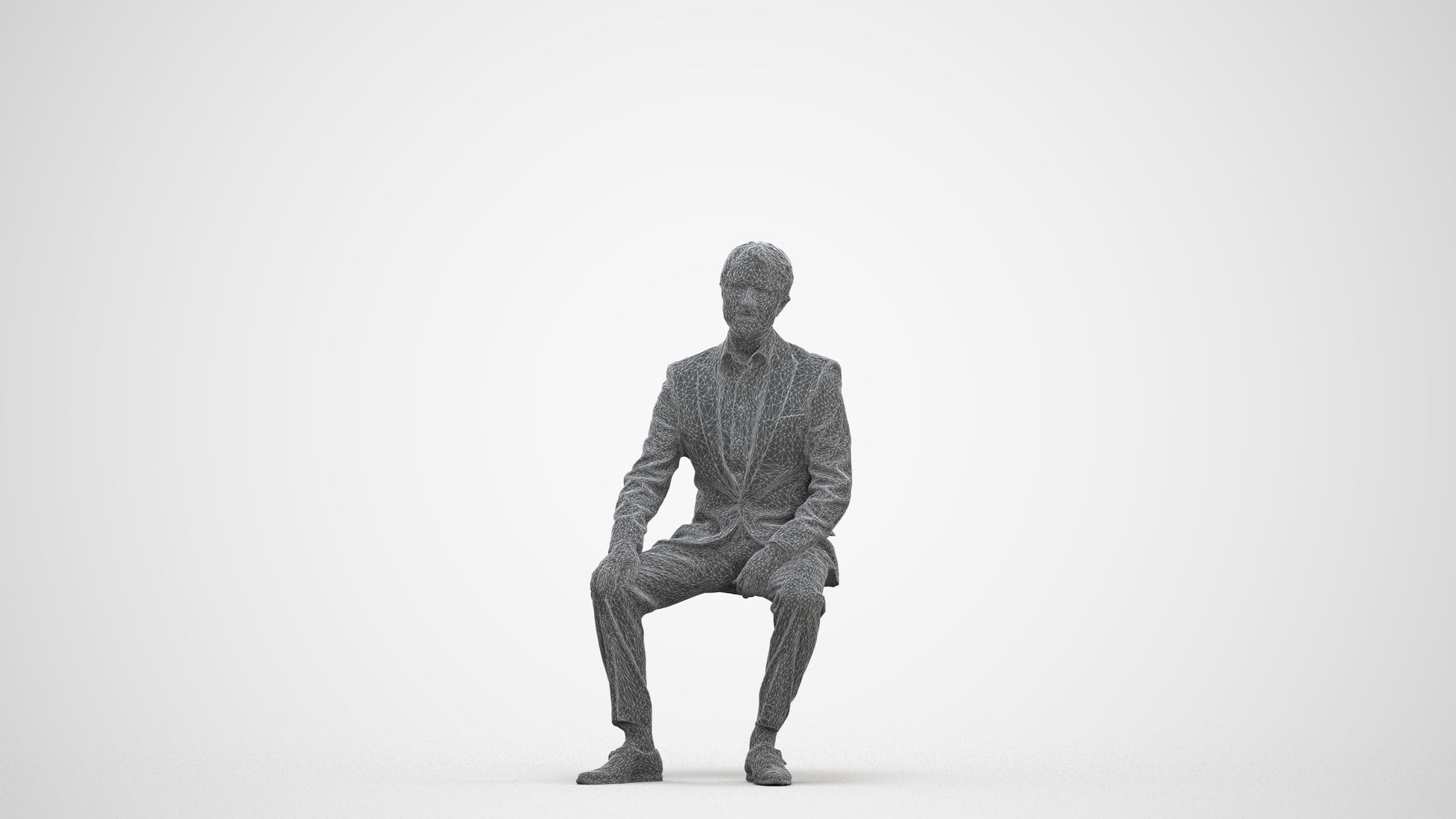 realistic 3D man business, scanned archviz people for Blender and 3ds Max, three-quarter front view render
