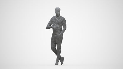 scanned 3D man casual standing, photogrammetry people for Enscape and V-Ray, wireframe back view