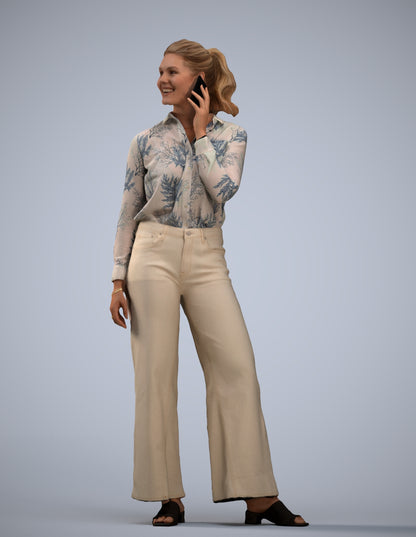 3D people model woman casual standing, scanned human for 3ds Max rendering