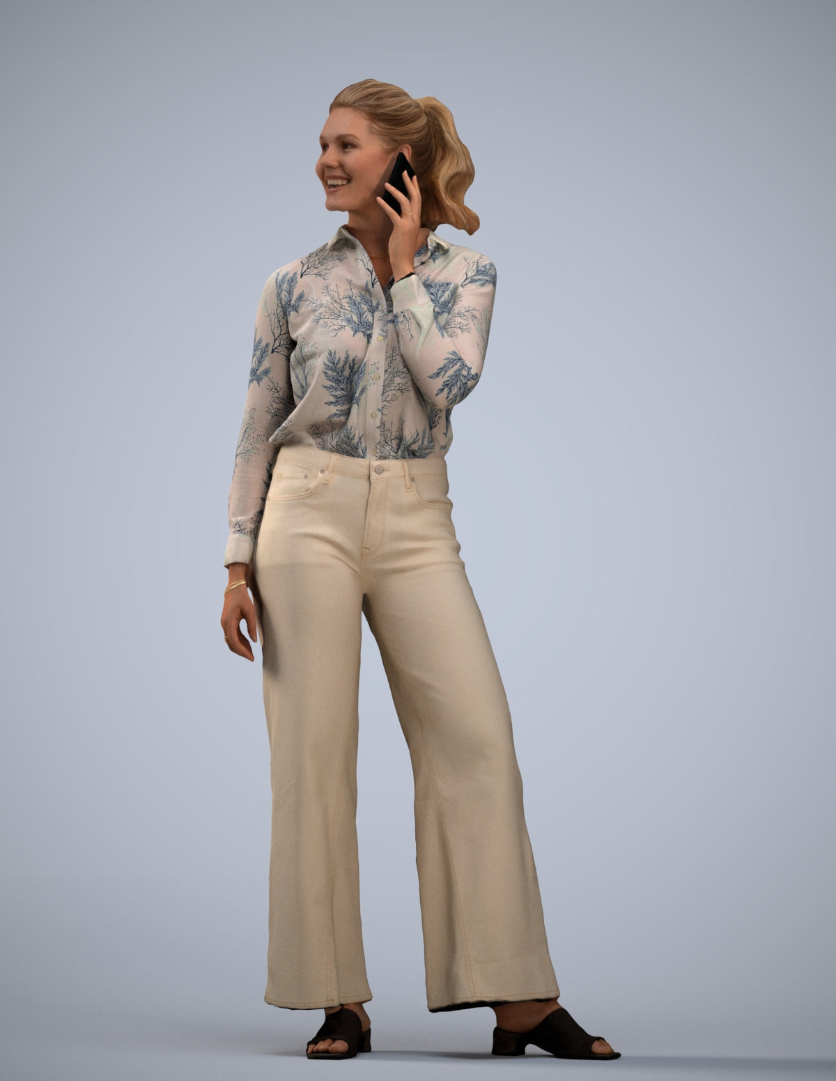 3D people model woman casual standing, scanned human for 3ds Max rendering