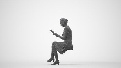 3D people model woman casual sitting, scanned human for 3ds Max rendering, square thumbnail