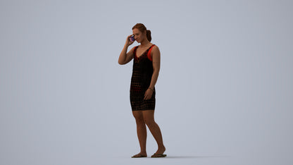 3D people model woman pool, scanned human for 3ds Max rendering, three-quarter view render