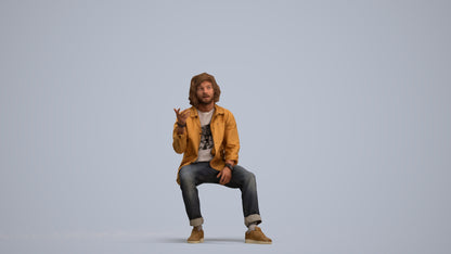 realistic 3D man casual sitting, scanned archviz people for Blender and 3ds Max, standing pose render