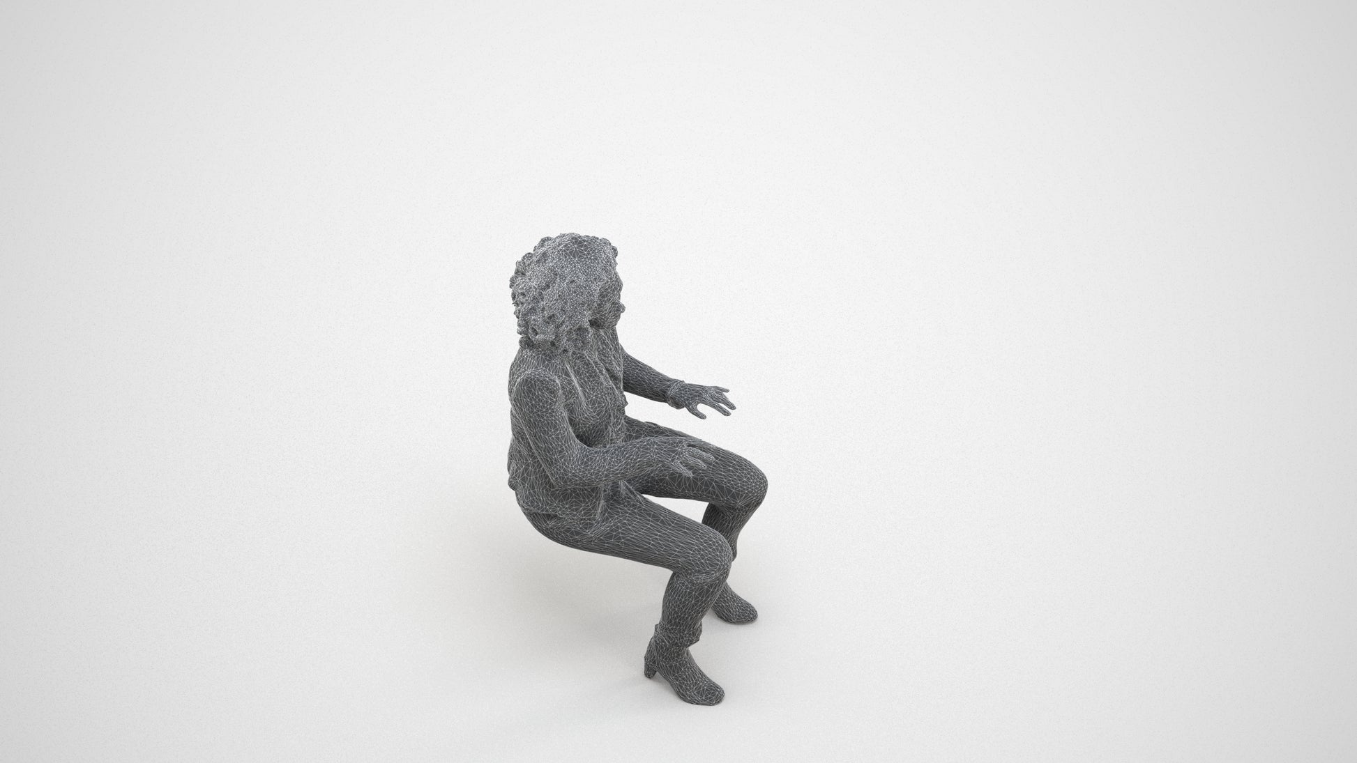 photogrammetry 3D woman business, realistic human model archviz FBX, wireframe three-quarter view