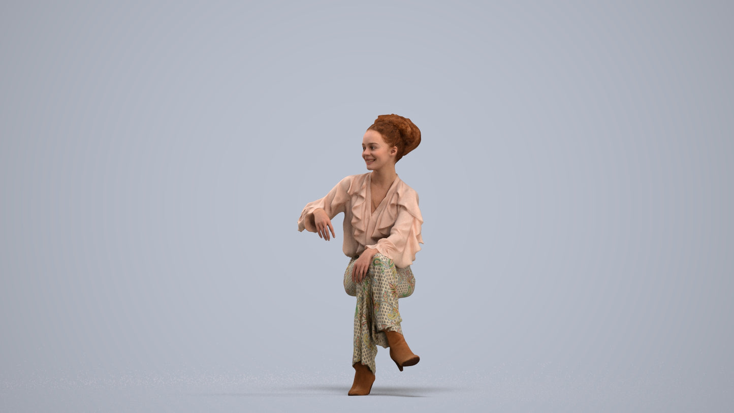 realistic 3D people woman casual sitting, render-ready for V-Ray and Corona, FBX OBJ, standing pose render