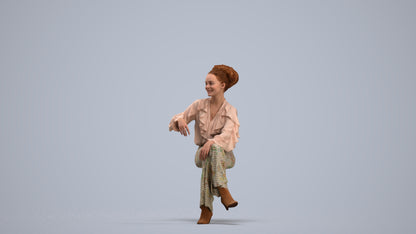 realistic 3D people woman casual sitting, render-ready for V-Ray and Corona, FBX OBJ, standing pose render