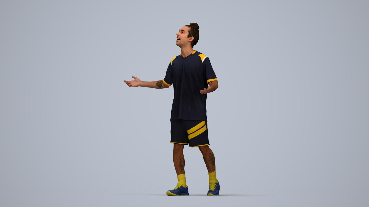 realistic 3D human man sport, archviz people FBX OBJ for Blender, top-down view render